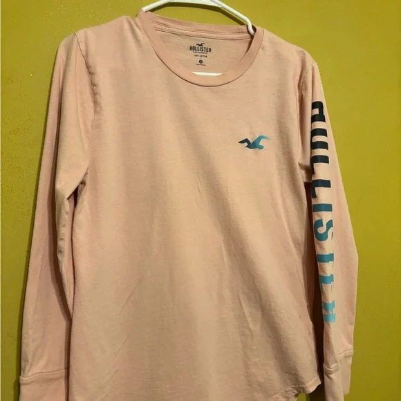 Y2K Hollister Pink Long Sleeve Logo Tee Graphic Sleeve XS - Picture 4 of 10